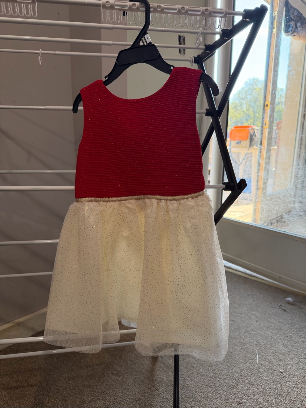 Blueberi Boulevard Red and Cream Tulle Party Dress
